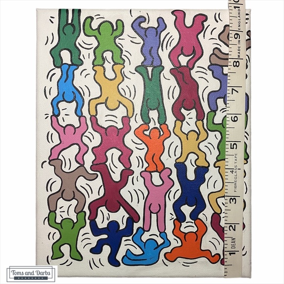 Hand Painted Keith Haring Inspired Acrobat - Picture 3 of 3